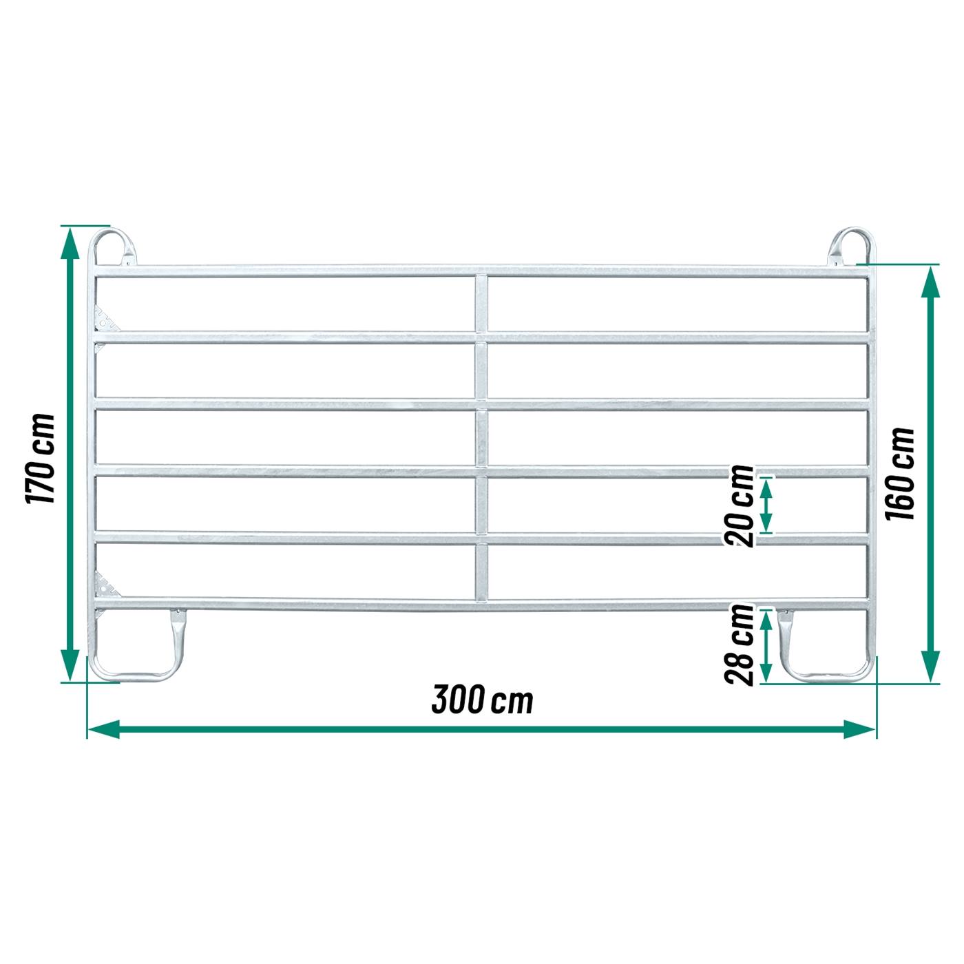 Dubbelklikken om te vergroten Het VOSS.farming weidepaneel 3,00m wordt getoond met exacte afmetingen.