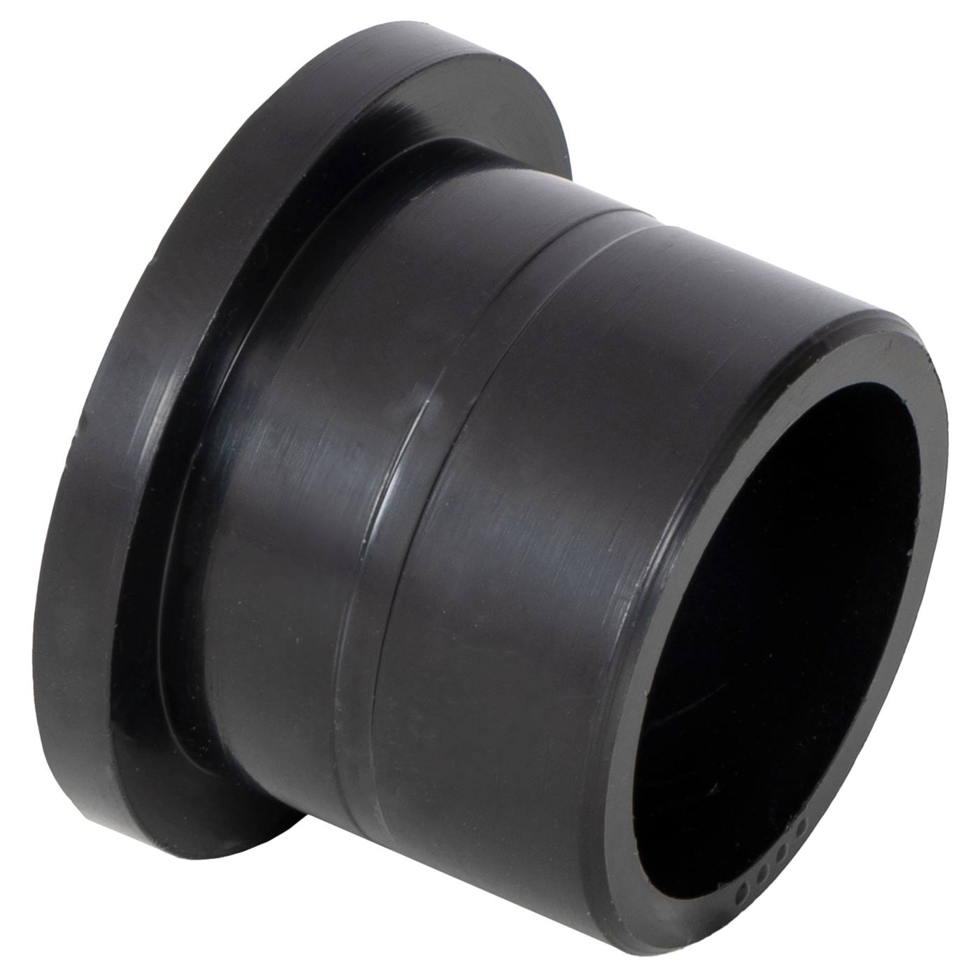 Lister klepbus voor L3 &amp; L4 weidepomp van Lister, zwarte cilindrische buisfitting met uitlopend uiteinde, schuin afgebeeld op een witte achtergrond.