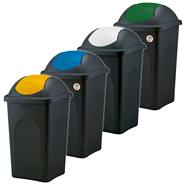 Afvalbak, prullenbak "Multipat", 60 Liter, met tuimeldeksel in kleur, voor afvalscheiding