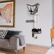 Exclusieve wandkrabpaal voor katten, wandmontage, 160 cm, grijs
