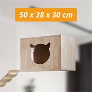 Massief houten kattenspeelplaats, klimwand voor plafond- en wandmontage, natuur/wit