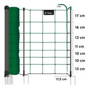 VOSS.farming farmNET+ schrikdraadnet 50 meter, 90cm groen geitennet, met 20 palen met dubbele pen