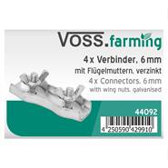 4x VOSS.farming "Duplex" verbinder 6mm, met vleugelmoer, verzinkt