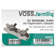 4x VOSS.farming "Duplex" verbinder 6mm, met vleugelmoer, RVS