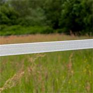 5x VOSS.farming schriklint 20mm 200 meter wit + 5x lintverbinders + waarschuwingsbordje