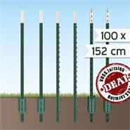 100x VOSS.farming T-post, t-paal, 152cm, groene metalen weidepaal, afrasteringspaal, omheiningspaal