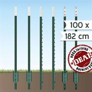 100x VOSS.farming T-post, t-paal, 182cm, groene metalen weidepaal, afrasteringspaal, omheiningspaal