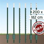 200x VOSS.farming T-post, t-paal, 182cm, groene metalen weidepaal, afrasteringspaal, omheiningspaal
