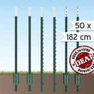 50x VOSS.farming T-post, t-paal, 182cm, groene metalen weidepaal, afrasteringspaal, omheiningspaal