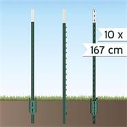 10x VOSS.farming T-post, t-paal, 167cm, groene metalen weidepaal, afrasteringspaal, omheiningspaal