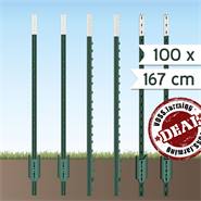 100x VOSS.farming T-post, t-paal, 167cm, groene metalen weidepaal, afrasteringspaal, omheiningspaal