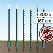 200x VOSS.farming T-post, t-paal, 167cm, groene metalen weidepaal, afrasteringspaal, omheiningspaal