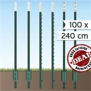 100x VOSS.farming T-post, t-paal, 240cm, groene metalen weidepaal, afrasteringspaal, omheiningspaal