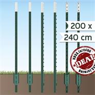 200x VOSS.farming T-post, t-paal, 240cm, groene metalen weidepaal, afrasteringspaal, omheiningspaal