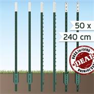 50x VOSS.farming T-post, t-paal, 240 cm, groene metalen weidepaal, afrasteringspaal, omheiningspaal