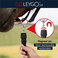 GoLeyGo 2.0 halster voor paarden en pony’s, bruin-lichtblauw met GoLeyGo adapterpen