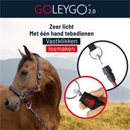 GoLeyGo 2.0 halster voor paarden en pony’s, zwart-fuchsia met GoLeyGo adapterpen
