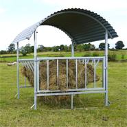 VOSS.farming hooiruif voor ronde balen, voederruif voor schapen en geiten, met dak