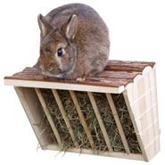 Hooiruif XL voor kleindieren, met houten zitplank
