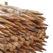 50x VOSS.farming FSC® acacia paal, natuurlijke en ontschorste houten paal, 140 cm, Ø 8-10 cm