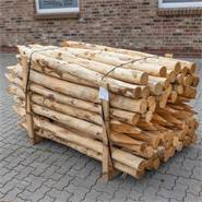 40x VOSS.farming FSC® acacia paal, natuurlijke en ontschorste houten paal, 200 cm, Ø 10-12 cm