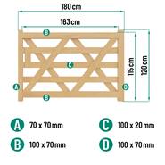 VOSS.farming Engelse poort, houten weidepoort 180 cm, 122 cm hoog