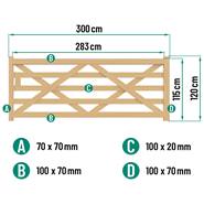 VOSS.farming Engelse poort, houten weidepoort 300 cm, 122 cm hoog