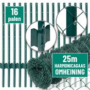 VOSS.farming tuinomheiningsset: harmonicagaas 25mx100cm, groen + 16 metalen palen