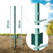 8x VOSS.farming U-profiel metalen palen 87 cm, afrasteringpalen voor gaashekwerk tot 60 cm