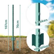 VOSS.farming tuinomheiningsset: kippengaas 10mx75cm, maaswijdte 13mm, groen + 8 metalen palen