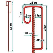 10x VOSS.farming opstelpaal voor afzetgaas, beschermnet, skigaas en afzetlint, 125 cm x 14 mm, rood