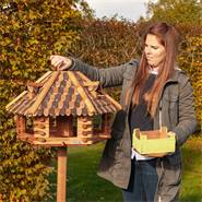 Vogelvoederhuis VOSS.garden "Herbstlaub" houten voederstation met opstelvoet voor tuinvogels