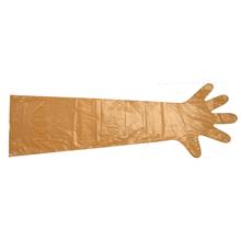 Wegwerphandschoenen "VETbasic", oranje, 90cm, 100 stuks, veterinaire opvoel, onderzoeks handschoen