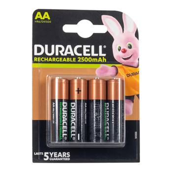 4x 1,2V Duracell Rechargeable AA Mignon accu, oplaadbare batterij HR6