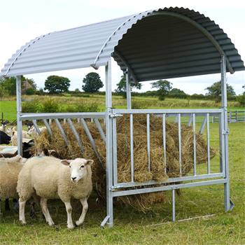 VOSS.farming hooiruif voor ronde balen, voederruif voor schapen en geiten, met dak