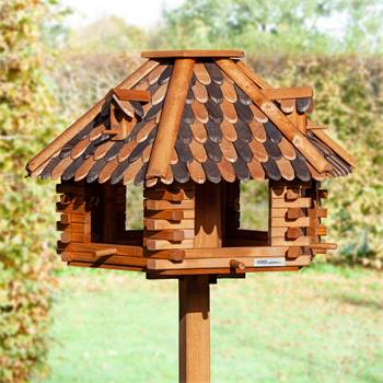 Vogelvoederhuis VOSS.garden "Herbstlaub", houten voederstation voor tuinvogels