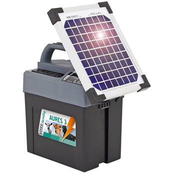 VOSS.farming AURES 3 SOLAR 9V schrikdraadapparaat op batterij 9V en zonne-energie, Solarset