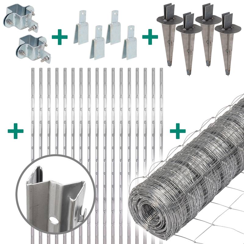 50 meter Premium wildgaas complete set 160/15/15+ Z-profielpalen + klemmen + kappen + paalhouders